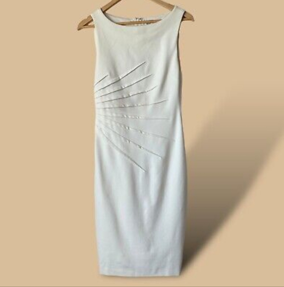 Cache Cream Sleeveless Midi Dress Size 10